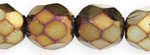 6mm Czech Faceted Round Fire Polish Beads - Brown Iris
