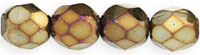 6mm Czech Faceted Round Fire Polish Beads - Brown Iris