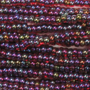 8/0 Czech Seed Bead, Black Lined Ruby AB