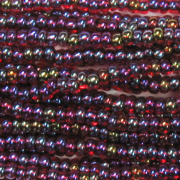 8/0 Czech Seed Bead, Black Lined Ruby AB