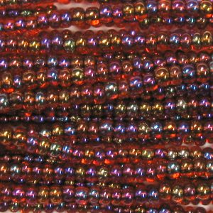 8/0 Czech Seed Bead, Black Lined Hyacinth AB