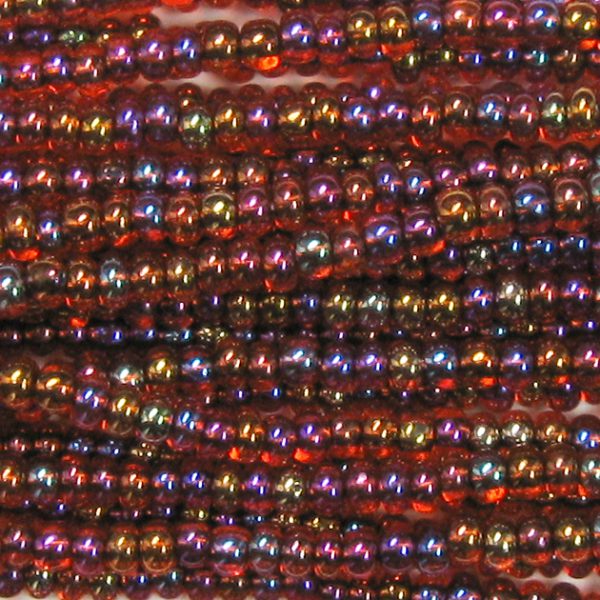 8/0 Czech Seed Bead, Black Lined Hyacinth AB