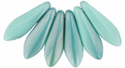5x16mm Dagger Beads, Opaque Turquoise 1/2 Lumi