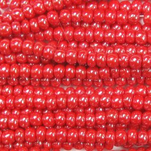 8/0 Czech Seed Bead, Opaque Red Luster