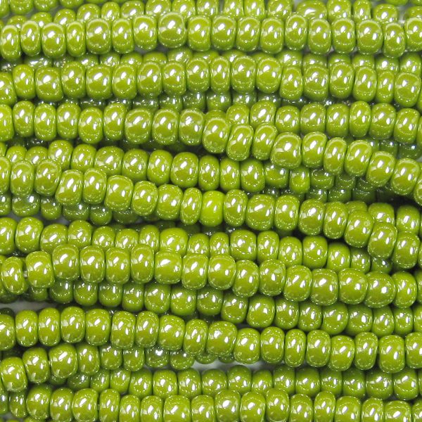8/0 Czech Seed Bead, Opaque Olive Green Luster