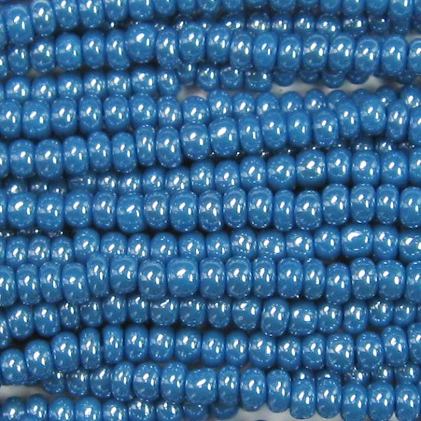 8/0 Czech Seed Bead, Opaque Denim Blue Luster