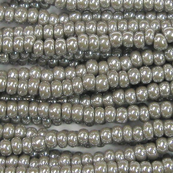 8/0 Czech Seed Bead, Opaque Grey Luster