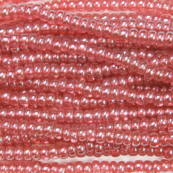 8/0 Czech Seed Bead, Transparent Rose Luster Tint**