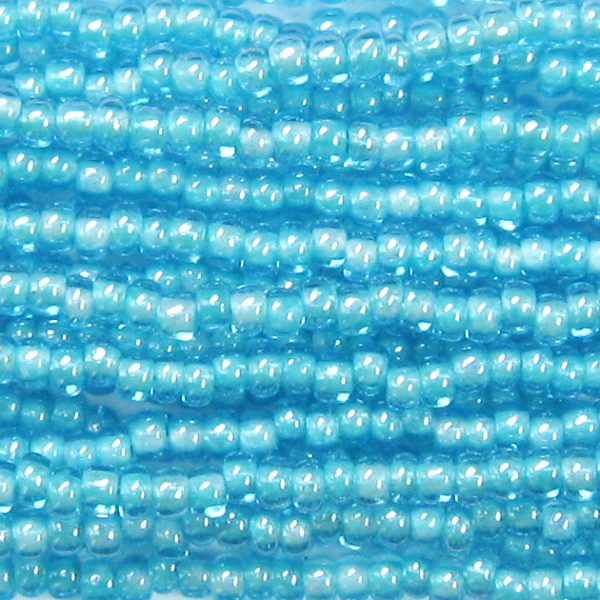 8/0 Czech Seed Bead, Baby Blue Lined Aqua