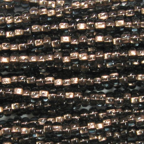8/0 Czech Seed Bead, Copper Lined Black Diamond
