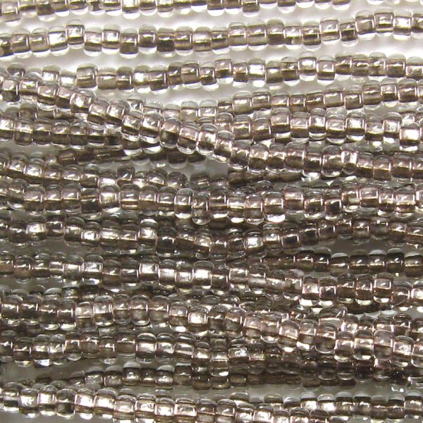 8/0 Czech Seed Bead, Metallic Steel Tint Lined Crystal