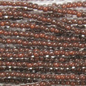 8/0 Czech Seed Bead, Brown Lined Crystal Tint