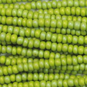 8/0 Czech Seed Bead, Frosted Opaque Olive Green AB