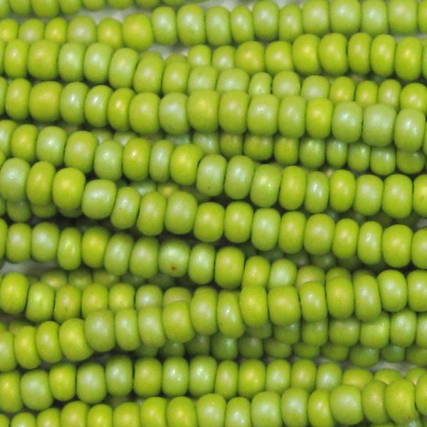 8/0 Czech Seed Bead, Frosted Opaque Olive Green AB