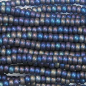 8/0 Czech Seed Bead, Frosted Transparent Montana Blue AB