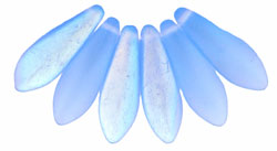 5x16mm Dagger Beads, Sapphire Blue Ghost