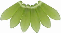 5x16mm Dagger Beads, Frosted Olivine