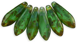 5x16mm Dagger Beads, Peridot Opal Picasso