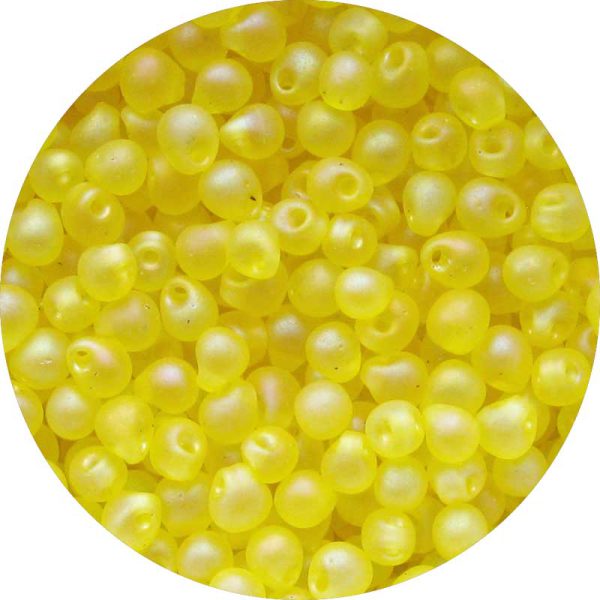 3.4mm  Miyuki Drops Frosted Citrine (Yellow) AB