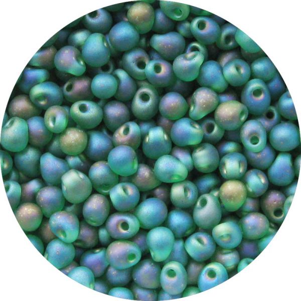 3.4mm  Miyuki Drops Frosted Kelly Green AB