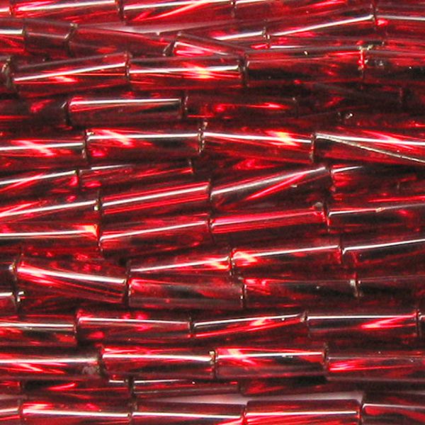 20mm, .75" Czech Twist Bugle Bead, Silver Lined Garnet