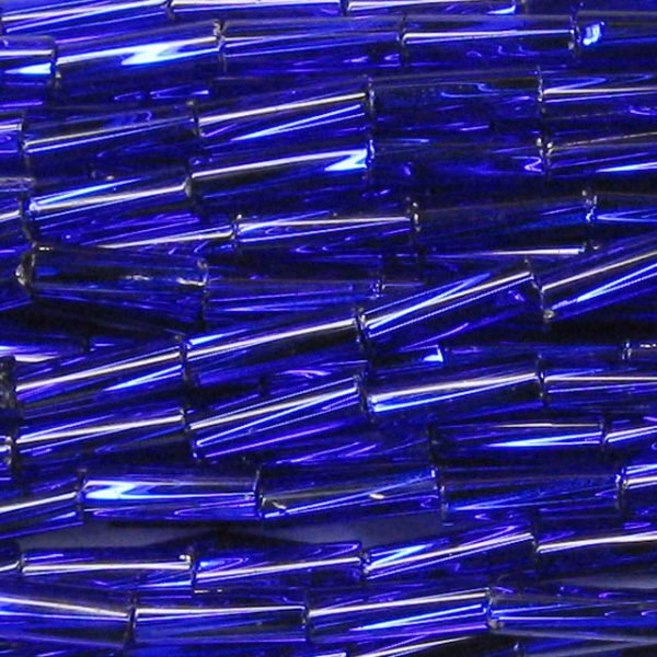 #5, 12mm Czech Twist Bugle Bead, Silver Lined Cobalt Blue