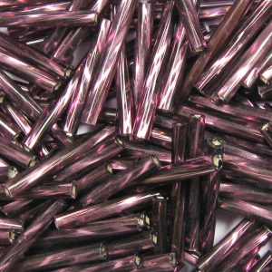 20mm, .75" Czech Twist Bugle Bead, Silver Lined Amethyst