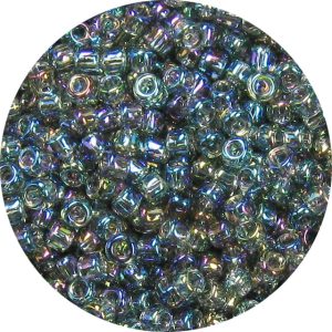 15/0 Japanese Seed Beads Transparent Black Diamond AB  297