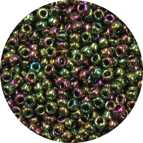 15/0 Metallic Olive Rose AB Japanese Seed Bead 459I