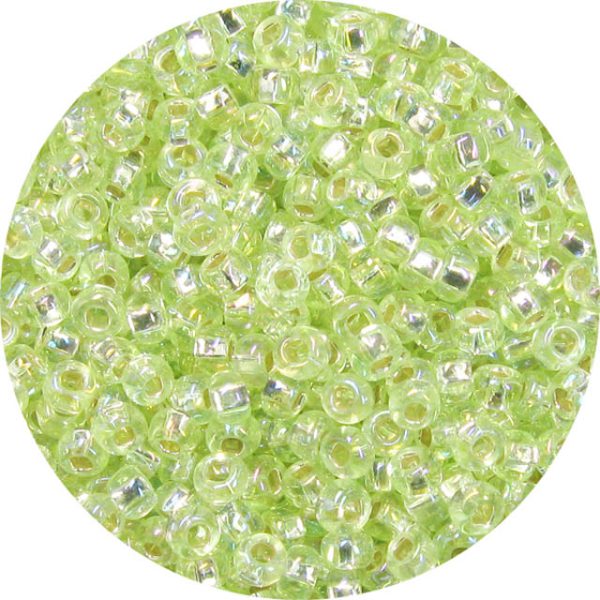 15/0 Silver Lined Light Lime Green AB Japanese Seed Bead 644A