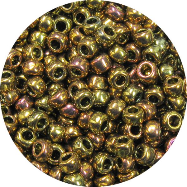 15/0 Metallic Gold AB Japanese Seed Bead 460K