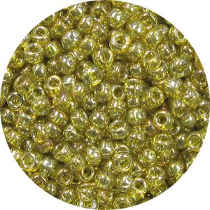 15/0 Japanese Seed Bead Transparent Gold Luster Light Olivine 318J