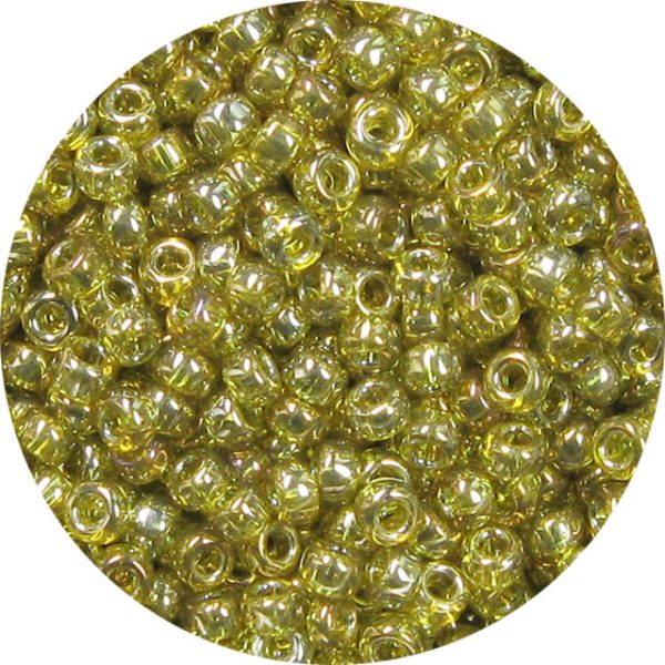 15/0 Japanese Seed Bead Transparent Gold Luster Light Olivine 318J