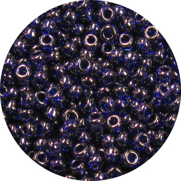 15/0 Japanese Seed Bead Transparent Gold Luster Cobalt Blue 308