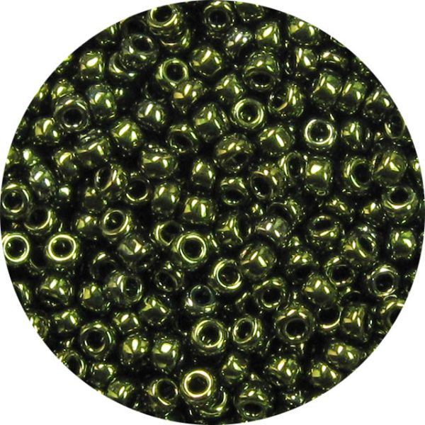 15/0 Metallic Khaki Green Japanese Seed Bead 459