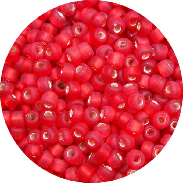 15/0 Japanese Seed Bead Frosted Silver Lined Ruby F11