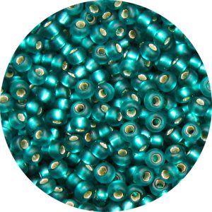 15/0 Japanese Seed Bead Frosted Silver Lined Emerald Green F17B