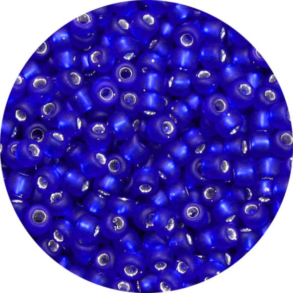 15/0 Japanese Seed Bead Frosted Silver Lined Cobalt Blue F20