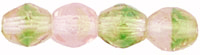 4mm Czech Faceted Round Fire Polish Beads - Olivine and Rosaline Mix