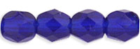 4mm Czech Faceted Round Fire Polish Beads - Cobalt Blue