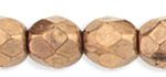 4mm Czech Faceted Round Fire Polish Beads - Metallic Bronze