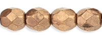 4mm Czech Faceted Round Fire Polish Beads - Metallic Bronze