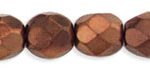 4mm Czech Faceted Round Fire Polish Beads - Metallic Dark Copper