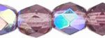 4mm Czech Faceted Round Fire Polish Beads - Amethyst AB