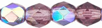 4mm Czech Faceted Round Fire Polish Beads - Amethyst AB