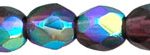 4mm Czech Faceted Round Fire Polish Beads - Dark Amethyst AB