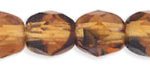 4mm Czech Faceted Round Fire Polish Beads - Dark Topaz and Black Tortoise