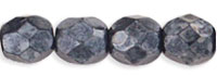 4mm Czech Faceted Round Fire Polish Beads - Gunmetal