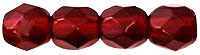 4mm Czech Faceted Round Fire Polish Beads - Garnet