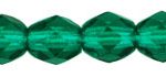 4mm Czech Faceted Round Fire Polish Beads - Emerald Green